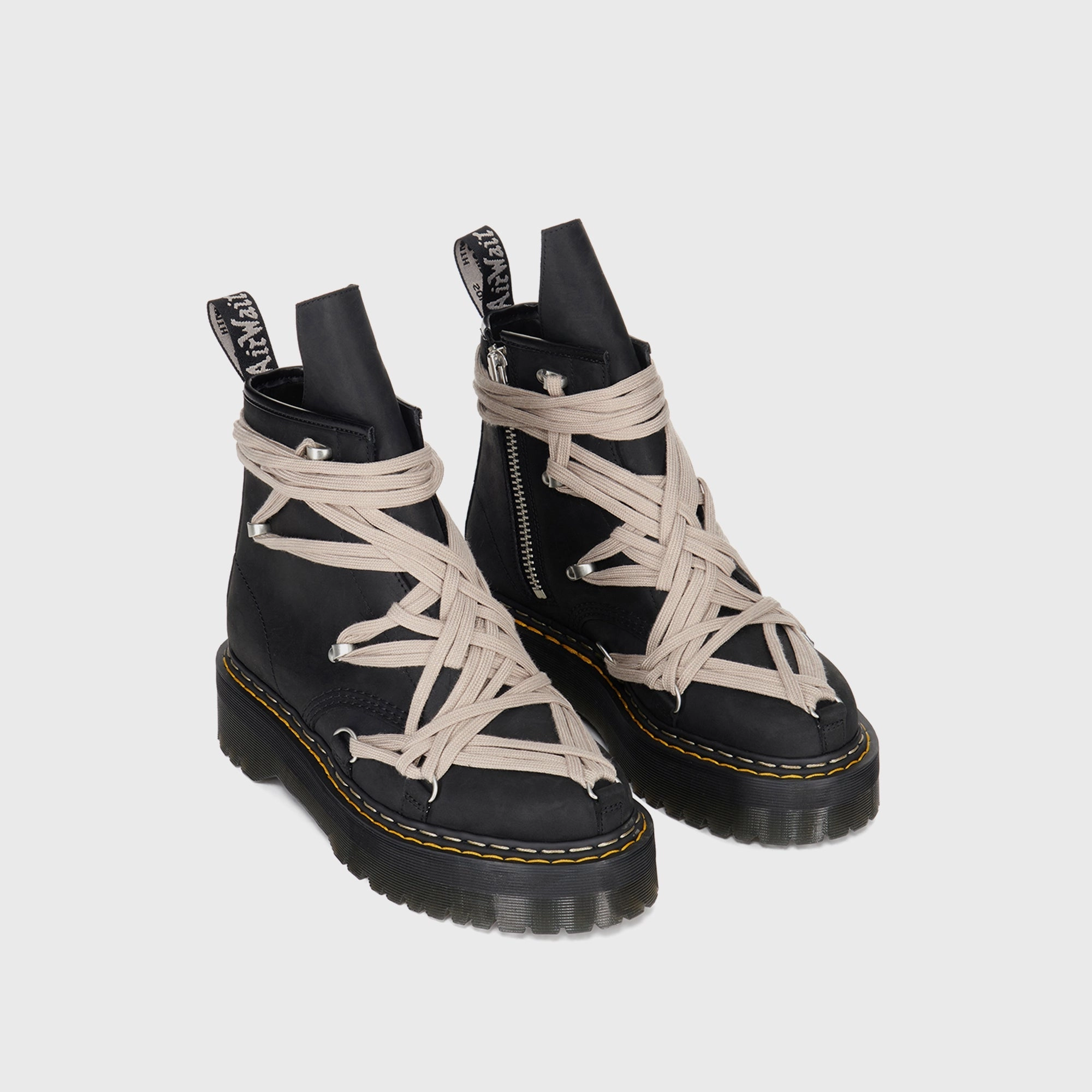 Quick Dry Materials Multi Terrain Dr. Martens x Rick Owens DRKSHDW 1460 Quad Sole Megalace? Boot - Black
