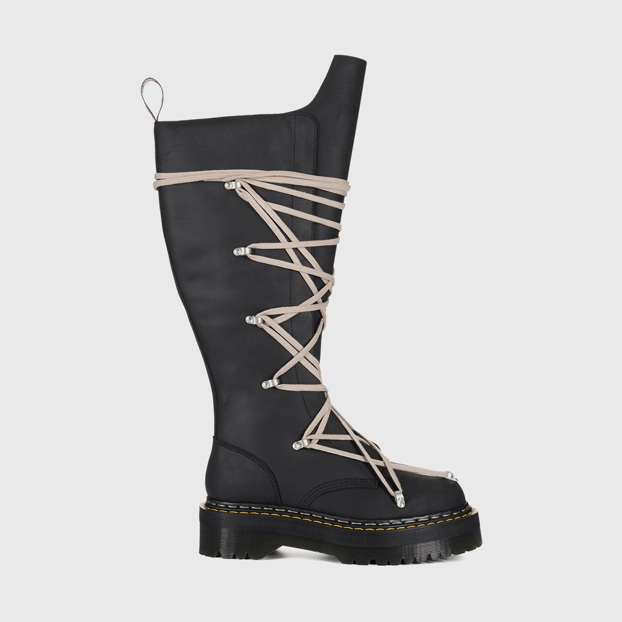 Fashion Utility High Traction Snow Trekker Dr. Martens x Rick Owens DRKSHDW 1B60 Quad Sole Pentalace Boot - Black