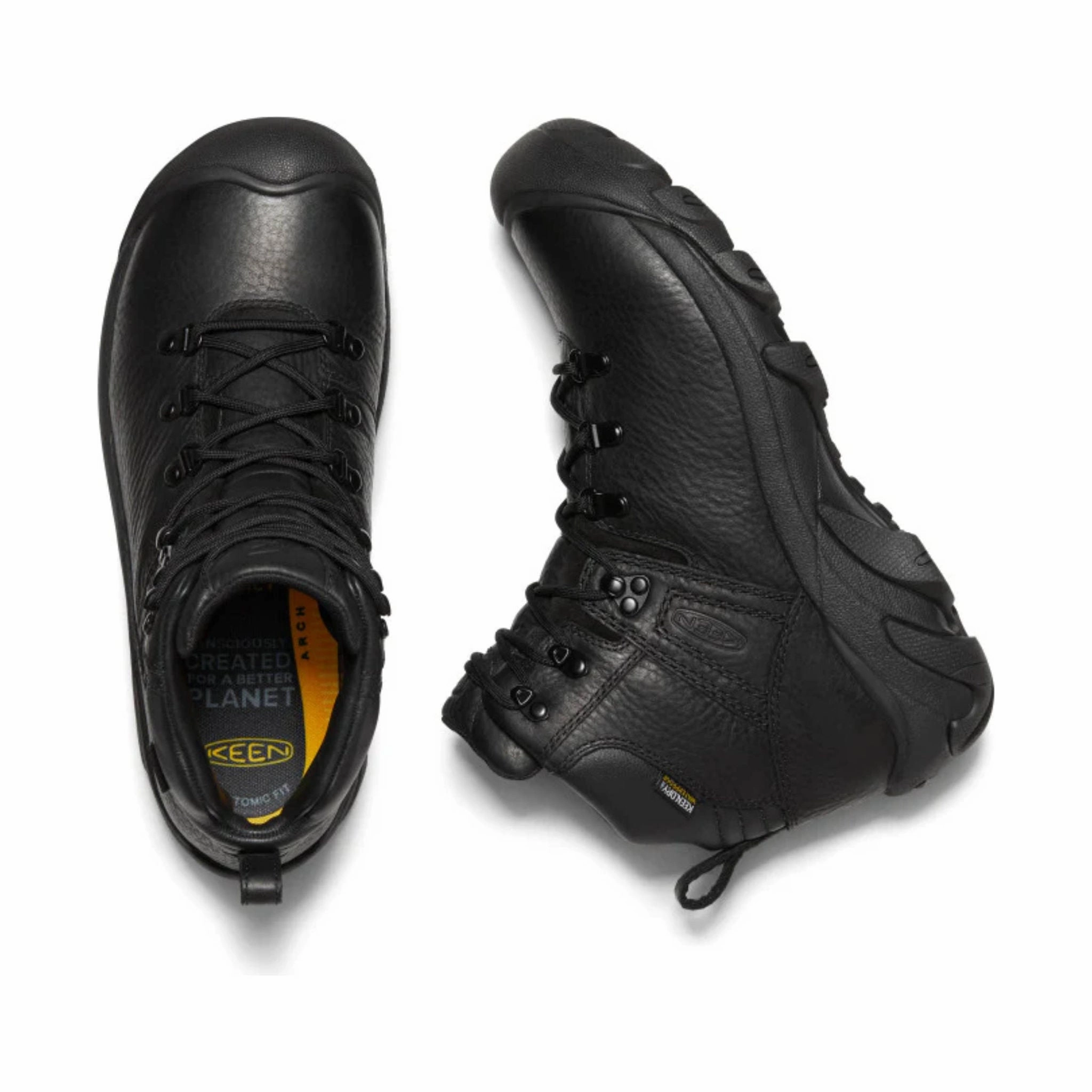 chemical-resistant KEEN Men's Pyrenees Waterproof Hiking Boots - BLACK/LEGION BLUE