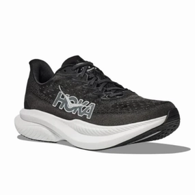 HOKA Women's Mach 6 (Wide Width) Black/White wide - fit spaciousness Impact Diffusion Technology