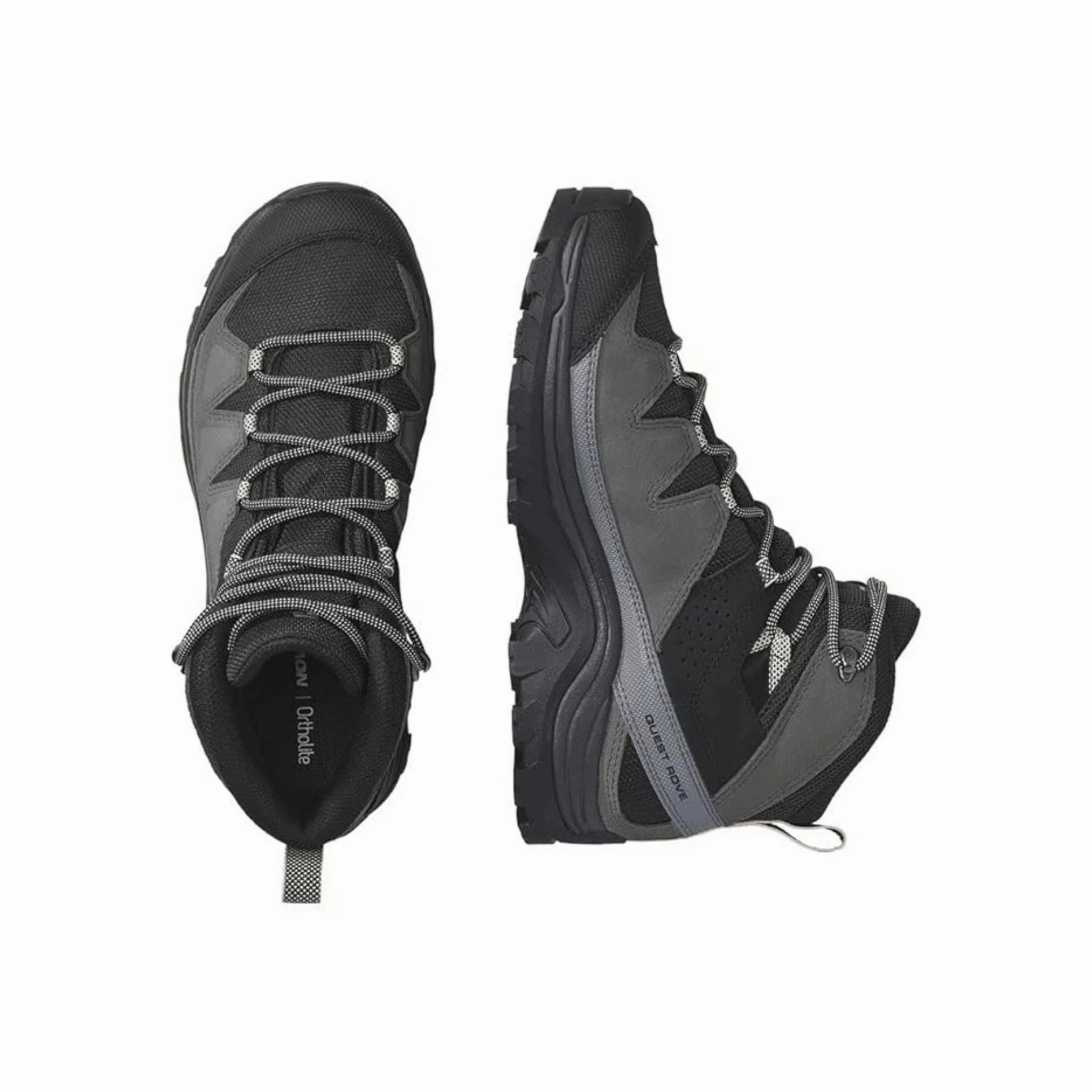 Salomon Men's Quest Rove GoreTex Leather Hiking Boots - Black/Phantom/Mgnt Long Hike Warm And Comfortable