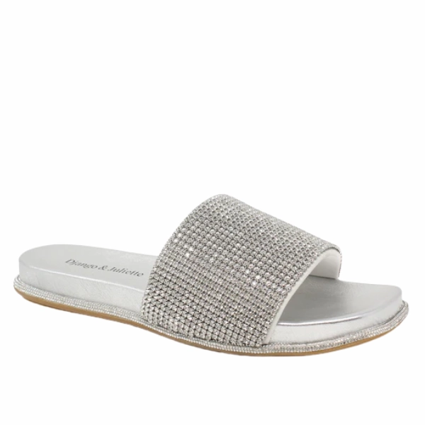 Django & Juliette Women's Yatin Silver Leather Jewels Dynamic flex Slip Resistant Sole Pattern
