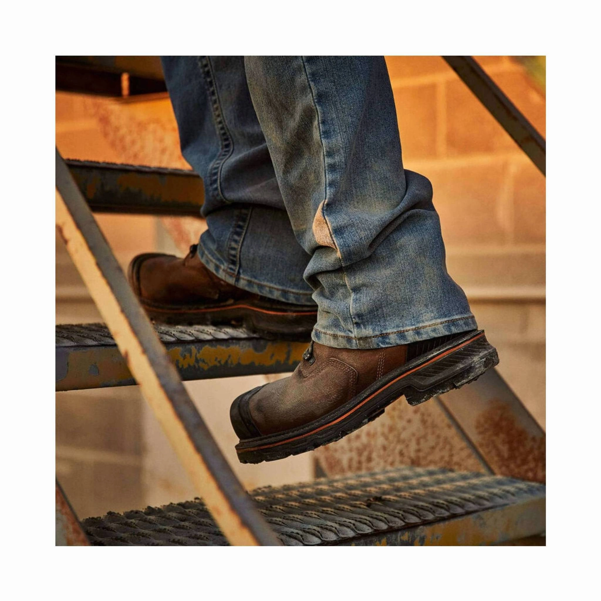 Dynamic Cushioning Mud Resistant Night Travel Ariat Men's Stump Jumper 6 Inch Waterproof Composite Toe Work Boot - Brown Leather