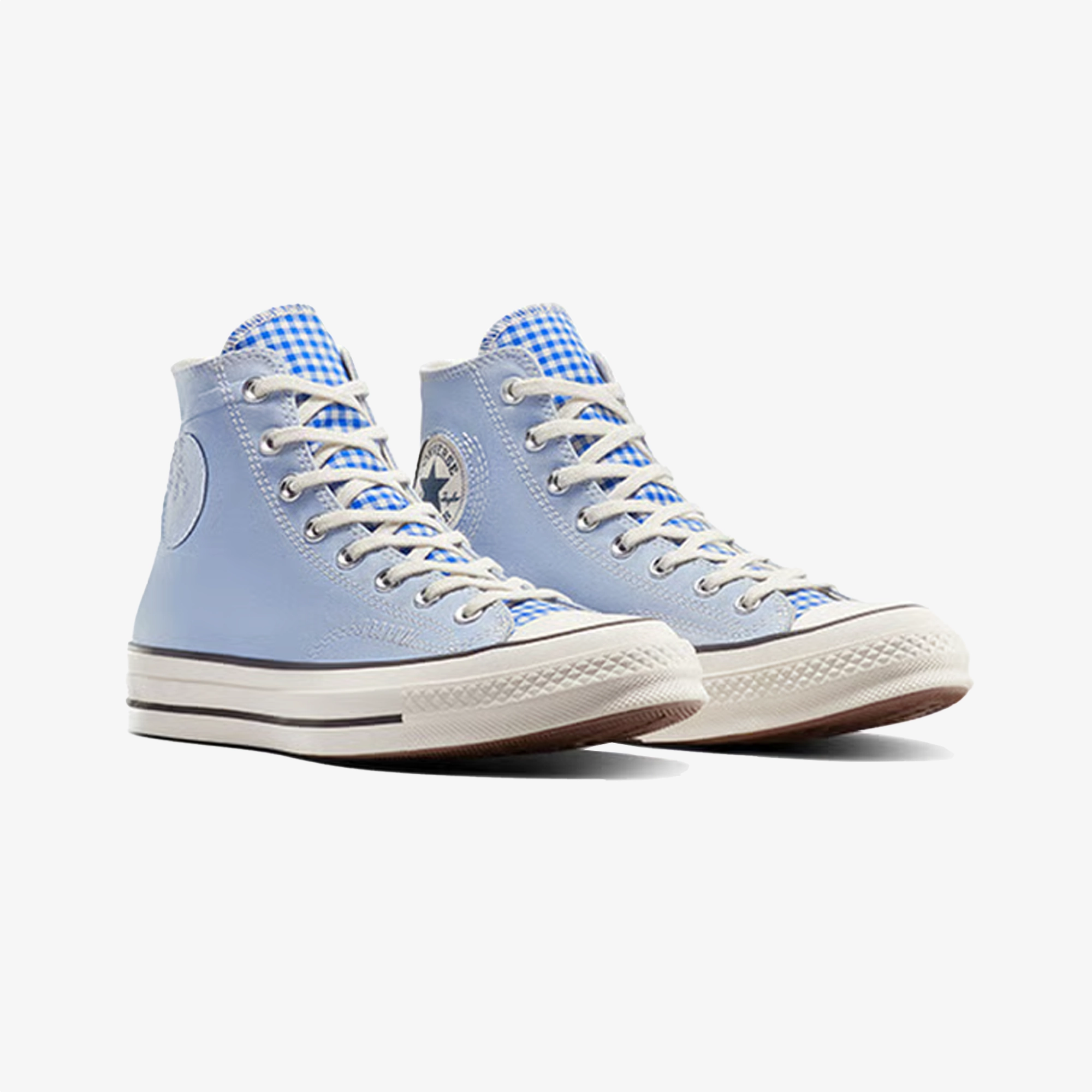 LaceUp Converse | UPCYCLE CHUCK 70 HIGH CHAMBRAY & GINGHAM { BLUE