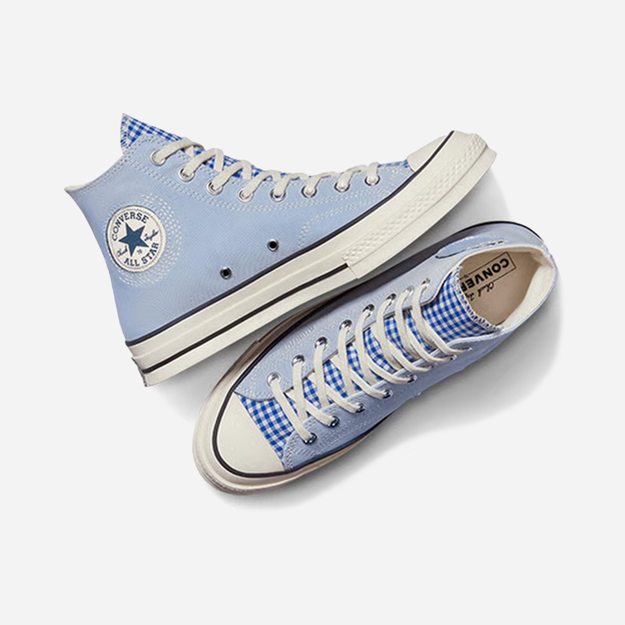 No Seam Interior Converse | UPCYCLE CHUCK 70 HIGH CHAMBRAY & GINGHAM { BLUE