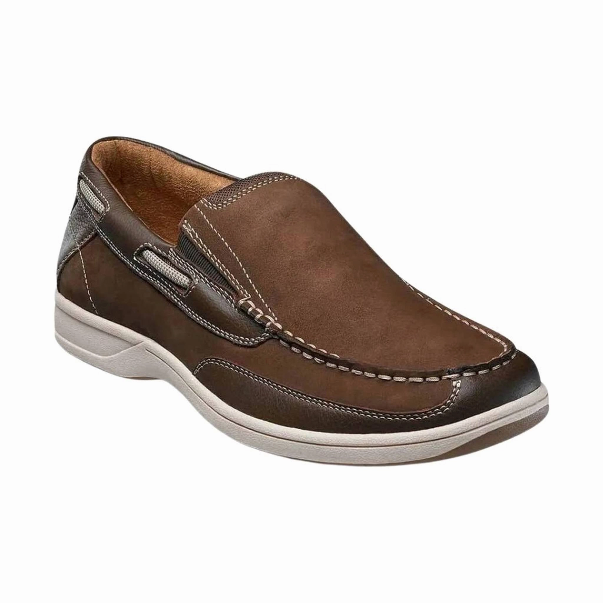 Florsheim Men's Lakeside Moc Toe Slip On - Brown Protective Finish Snowy Path Work Wear