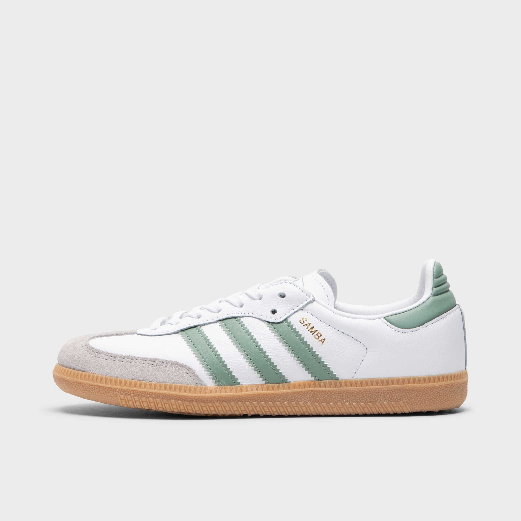adidas Juniors' Samba OG Footwear White / Silver Green - Gum Reinforced Stitching Aerodynamic Structure