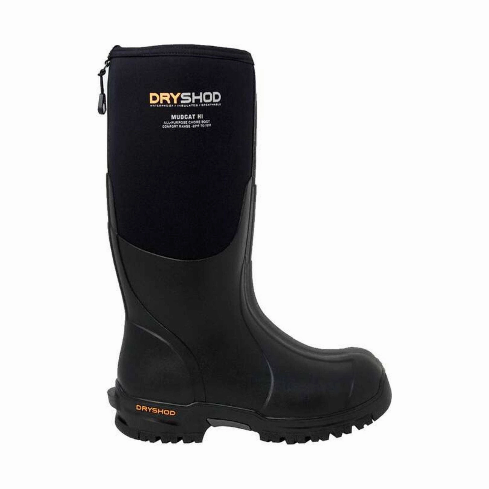 Dryshod Men's Mudcat High Rain Boot - Black Rough Trail Anti Friction