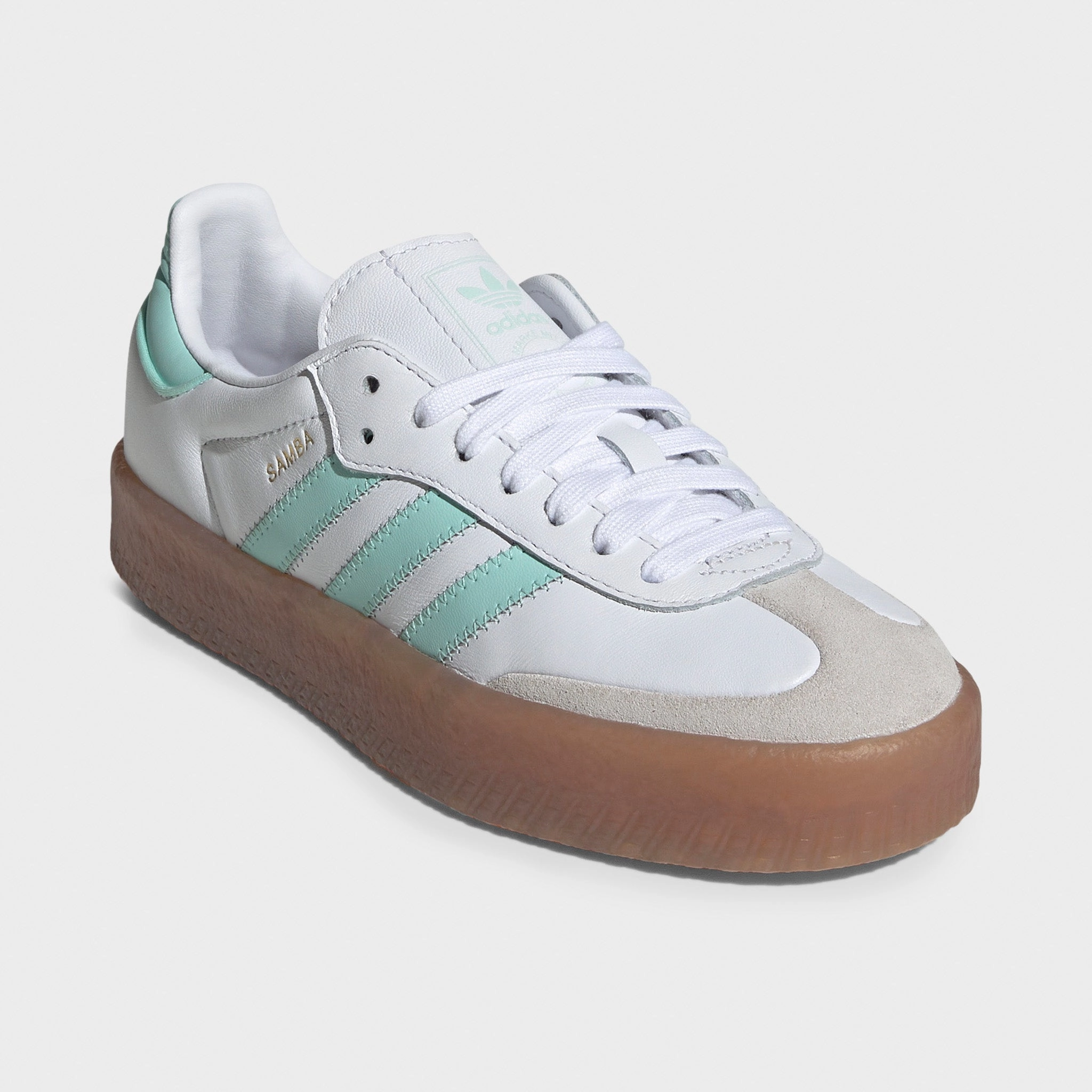 Well   Made Abrasion Resistant Guardrails adidas Juniors' Sambae White / Clear Mint - Gold Metallic