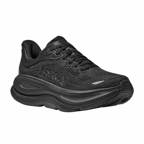 running with a hat Energy Redirecting Grooves Hoka Women's Bondi 9 Black/Black