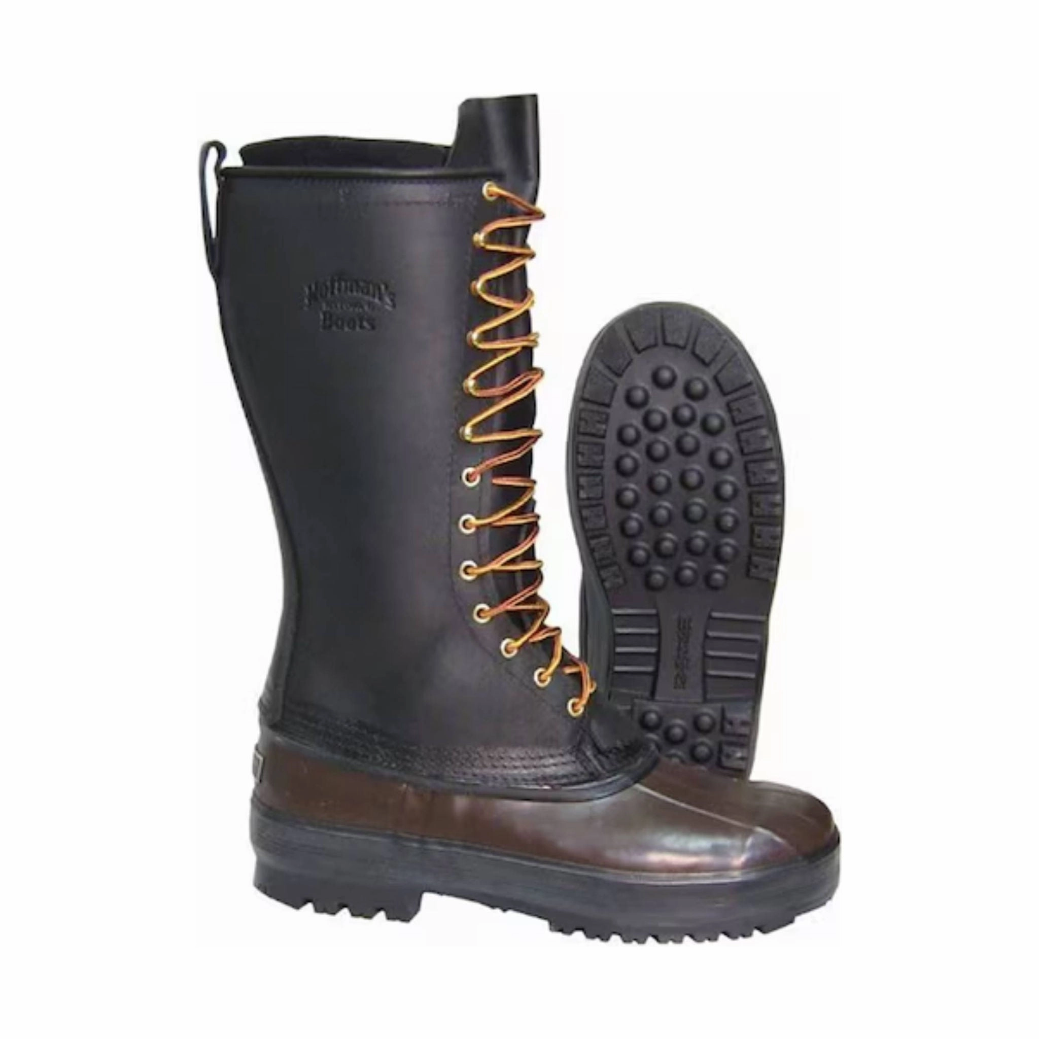 Hoffman Men's 14 Inch Mountaineer Double Insulated Plain Toe Pac Boots - Black/Brown Insulated Rainy Days