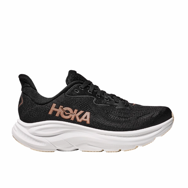 Hoka Women's Clifton 10 Black/Gold running for fun shoes