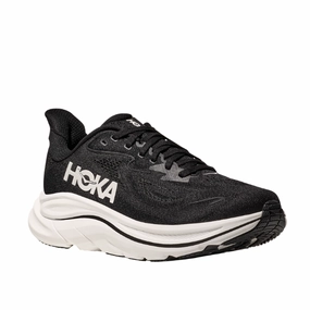 Hoka Women's Clifton 10 Wide Black/White Enhanced Grip Tread Bonded Upper
