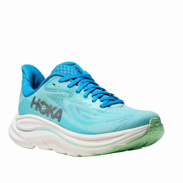 Hoka Women's Clifton 10 Wide Blue/White warm - up runs Flexible Toe Box Design