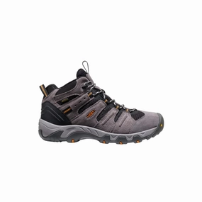 KEEN Men's Headout Waterproof Mid Hiking Boots - Magnet/Orange Pepper natural materials Comfortable ankle support