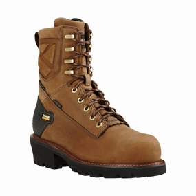 Ariat Men's Powerline 8 Inch 400G Waterproof Composite Toe Work Boot - Oily Distressed Brown All Weather River Crossing Torsional Stability