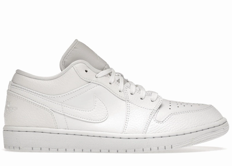 Jordan 1 Low Triple White Tumbled Leather Lightweight Material Playground Ready