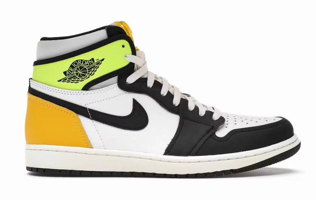 SoftSole Wide Base Platform Jordan 1 Retro High White Black Volt University Gold