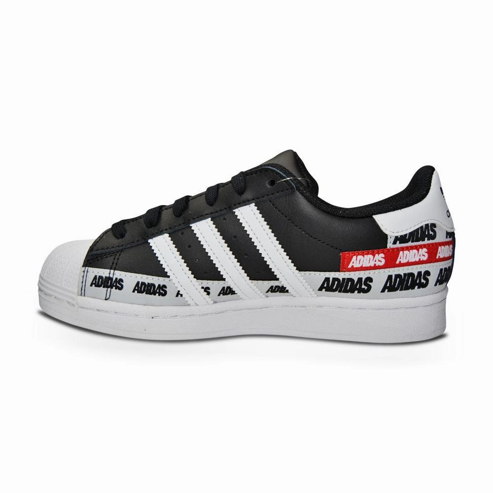 Juniors Adidas Superstar J - FX5872 - Black Superstar Taping Gold Shine Stylish Appearance