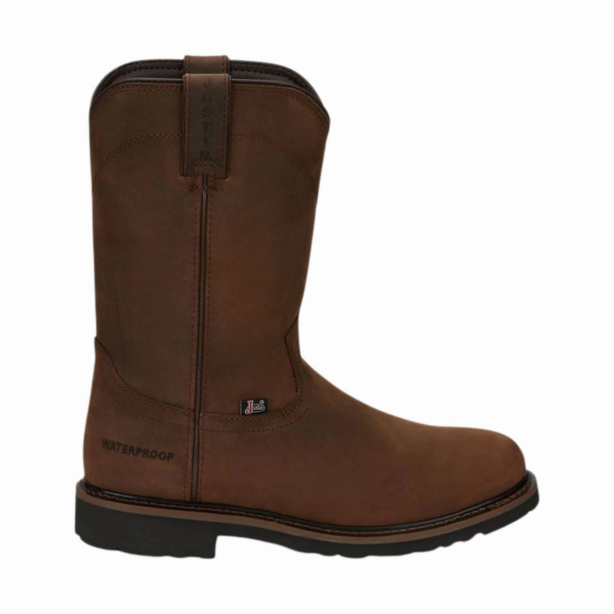Waterproof River Crossing High-Performance Footwear Justin Men's 11 Inch Drywall Wyoming Waterproof Soft Toe Work Boots - Brown