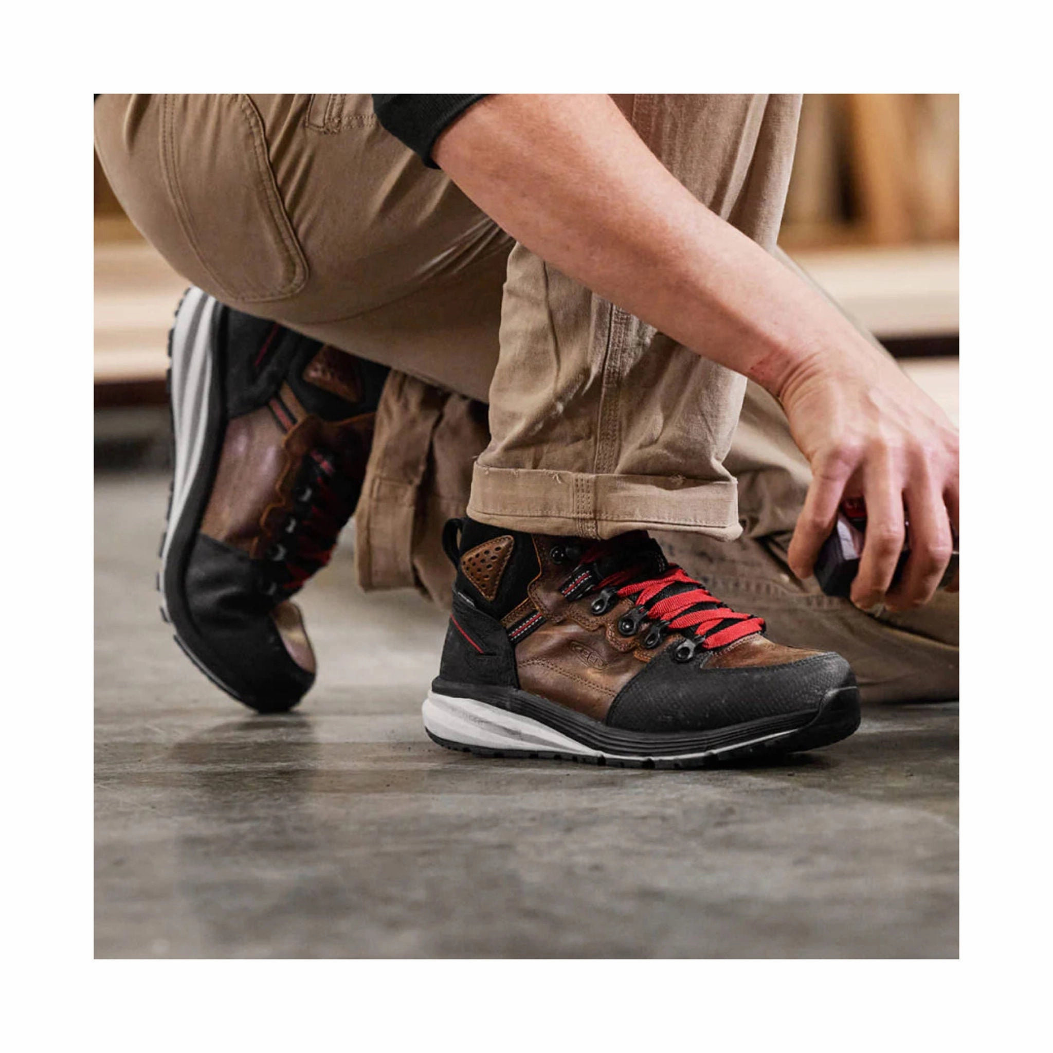 Quick Fit Light support KEEN Utility Men's Red Hook Mid Waterproof Soft Toe Boot - Tobacco/Black