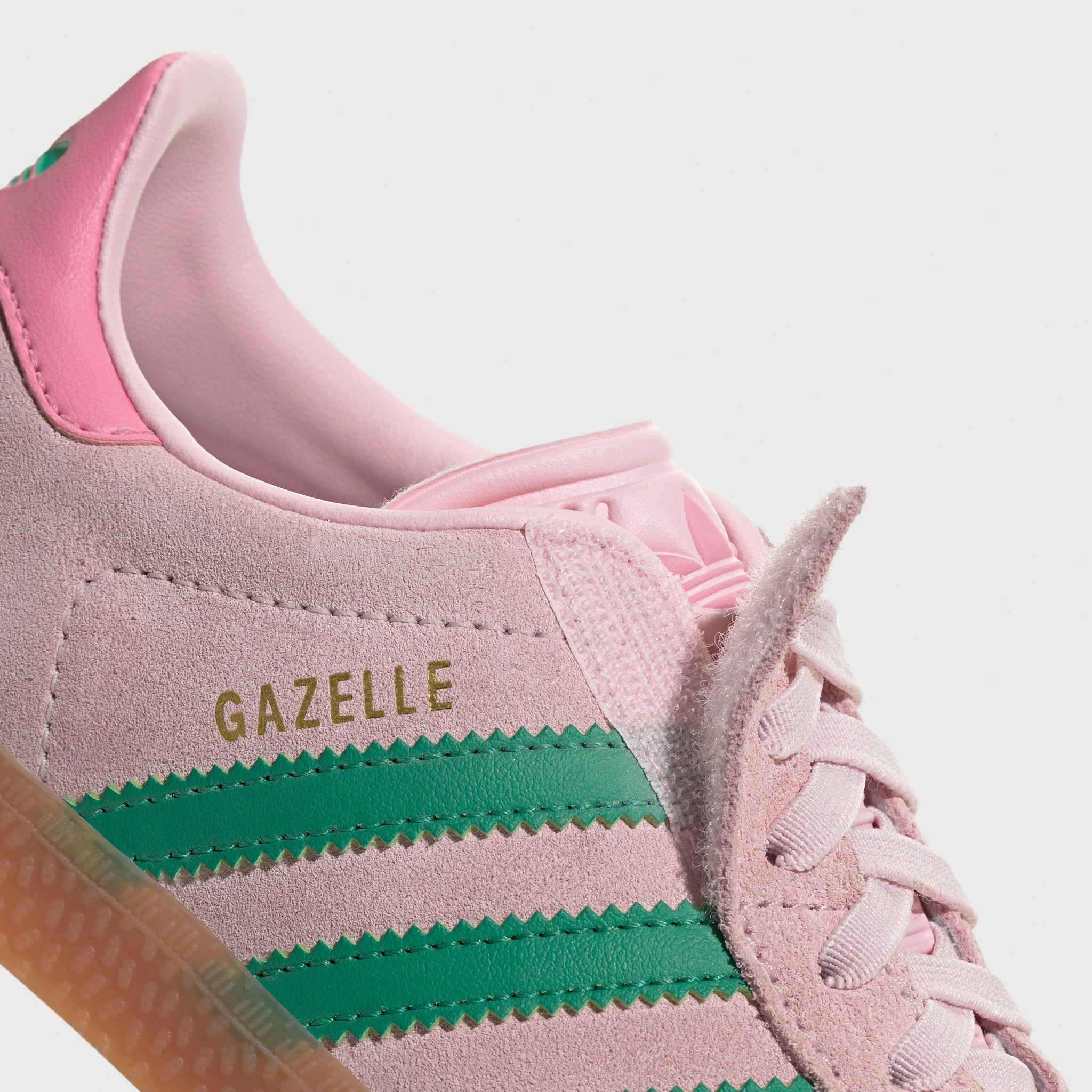 adidas Originals Children's Gazelle Pink / Green - Gum Distinctive cushioning