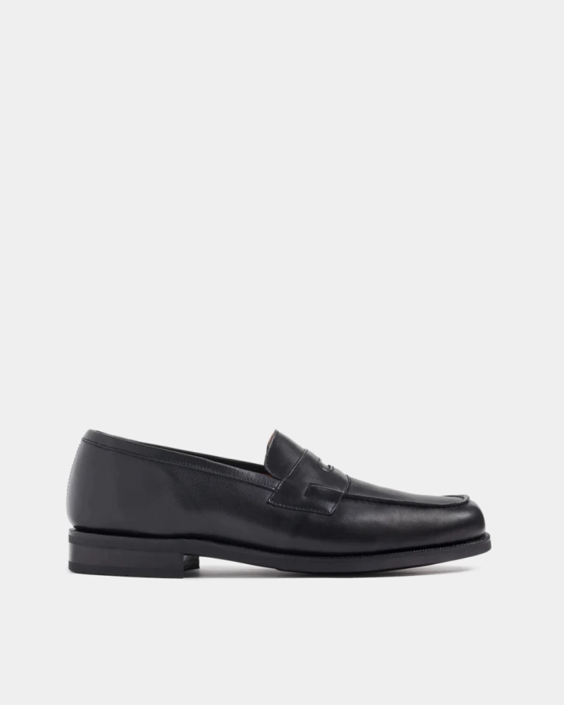 Black Soft Leather Loafer Outdoor Walking