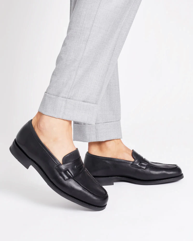 Black Soft Leather Loafer Activity Use Flexible Motion