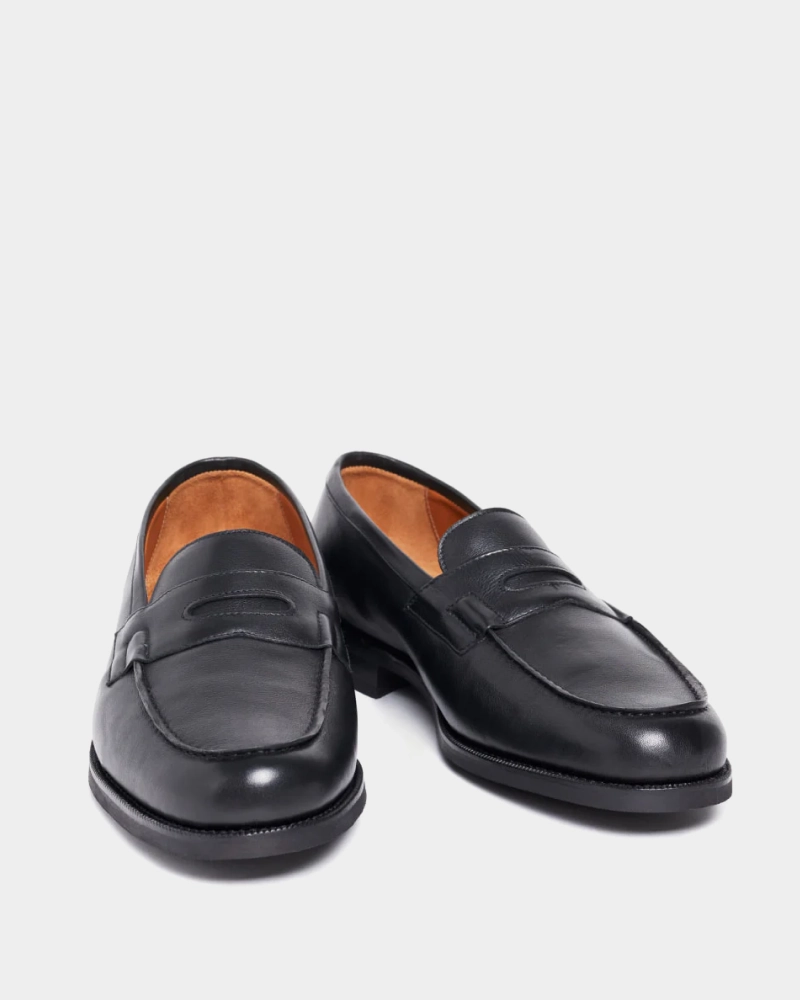 Black Soft Leather Loafer Calm Grey