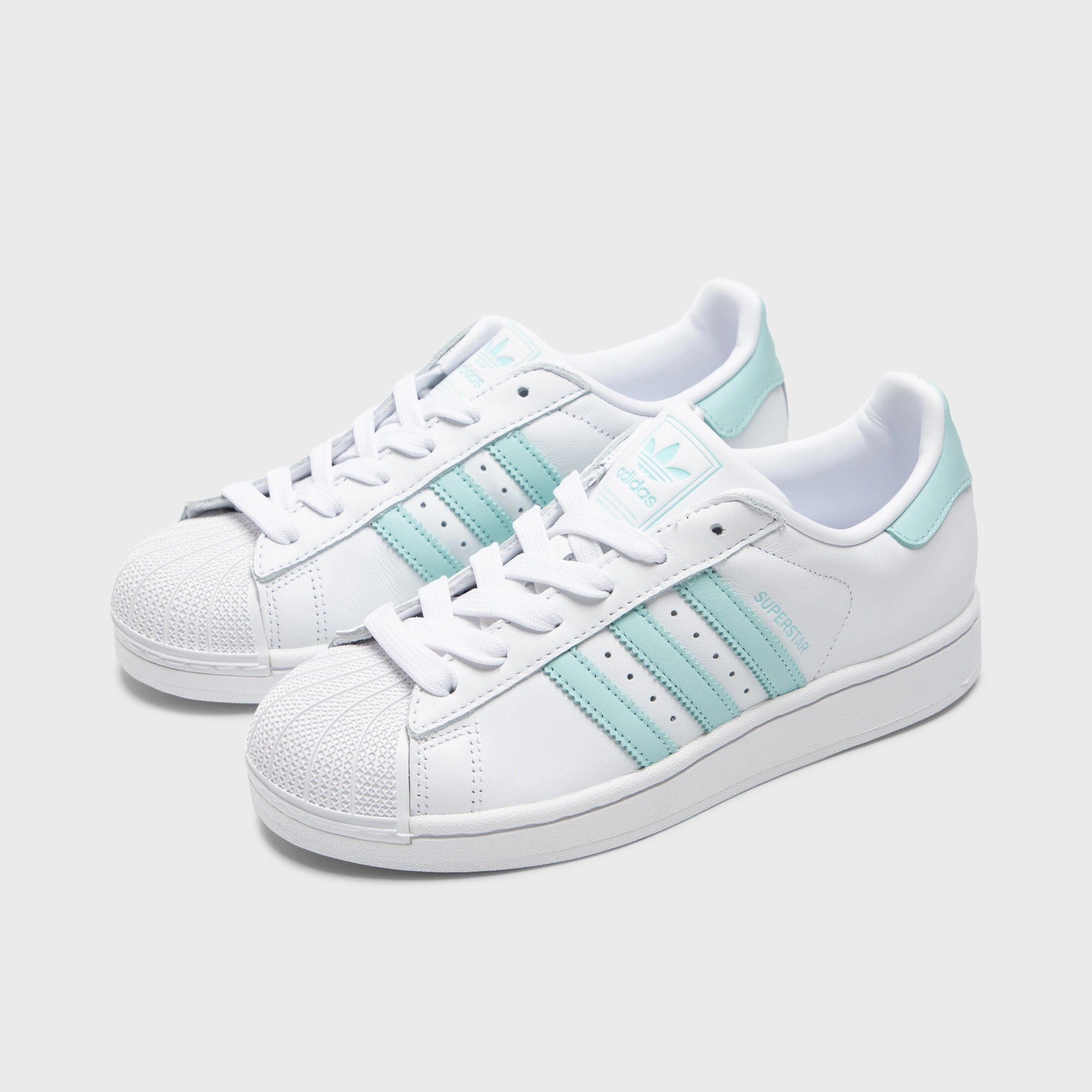 Anti Torsion Plate Micro Perforation Ventilation adidas Women's Superstar II White / Semi Flash Aqua - Easy Mint