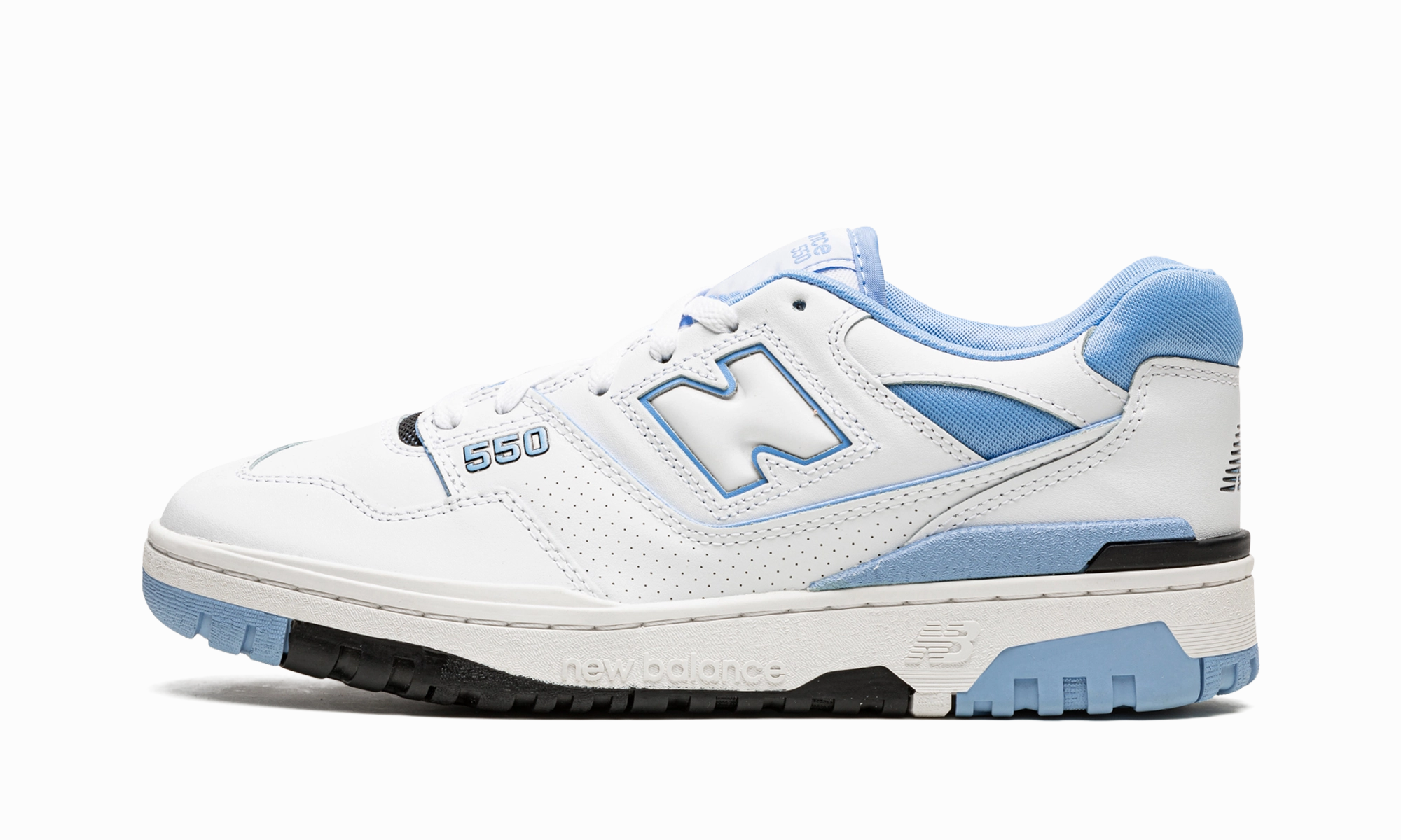 550 "White / Carolina Blue" Durable Mesh Vamp Ventilated Mesh
