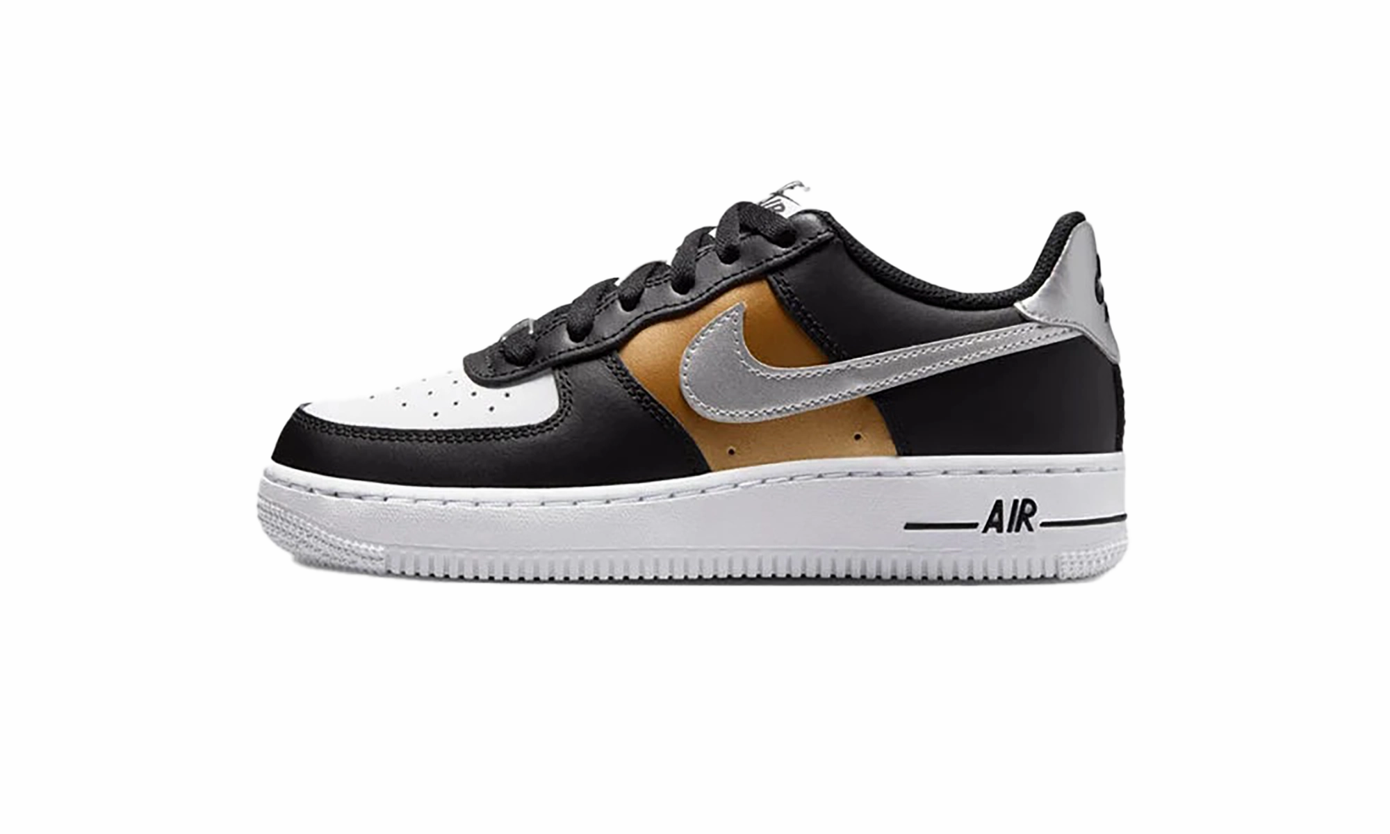 Go Daily Air Force 1 Low GS "Black Metallic Silver"