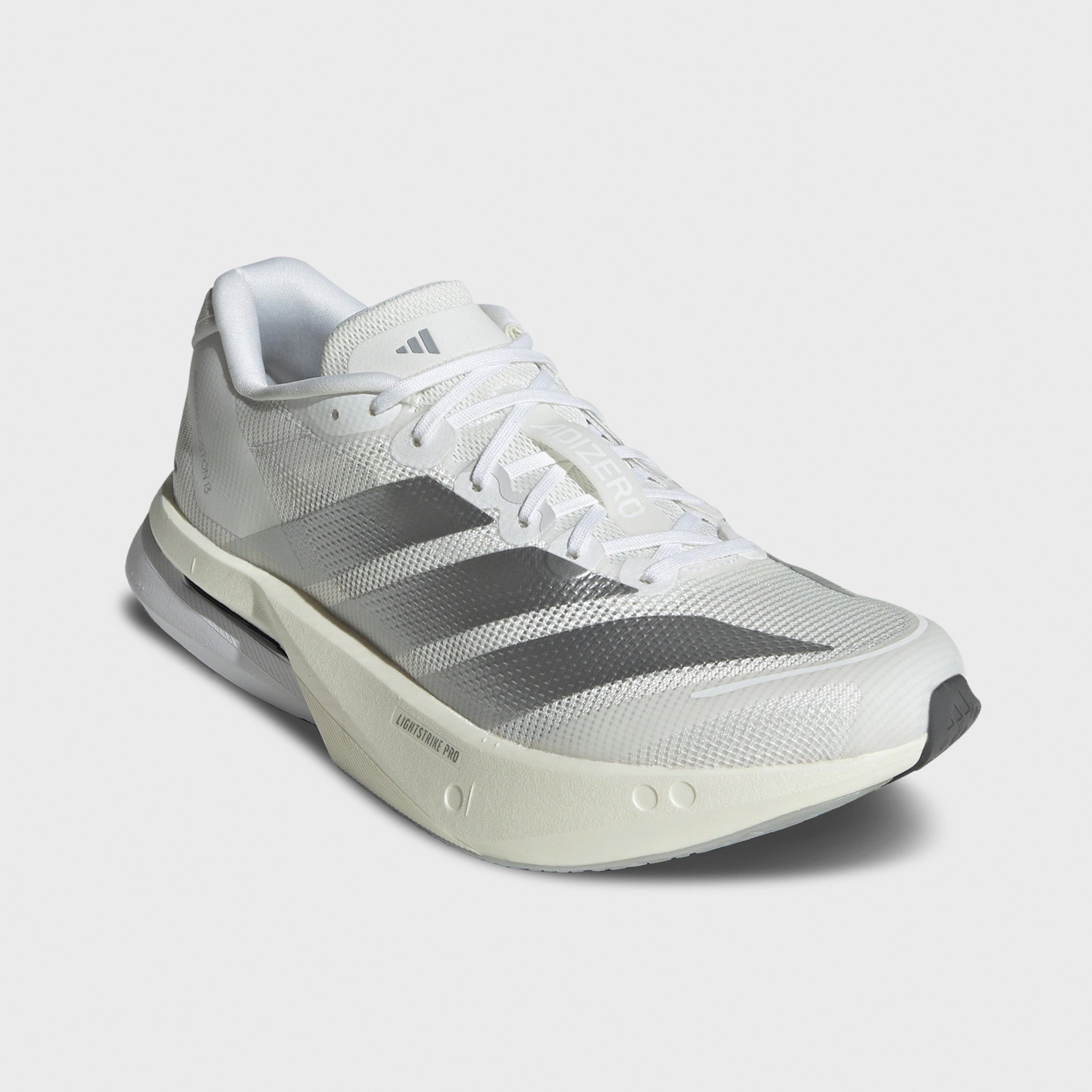 Upgraded piece Internal Sling adidas Women's Adizero Boston 13 White / Matte Silver - Dash Grey