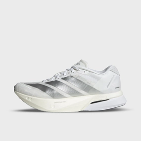 adidas Women's Adizero Boston 13 White / Matte Silver - Dash Grey Eco Friendly Material Adaptive Fit Collar