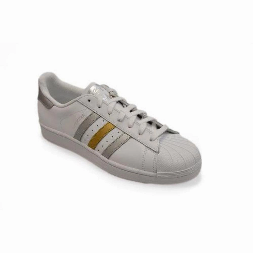 Breathable   lining Core Fit Mens Adidas Superstar - BB4 882 - White Gold Silver Trainers