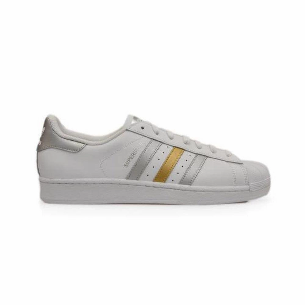 Mens Adidas Superstar - BB4 882 - White Gold Silver Trainers Carefree Day