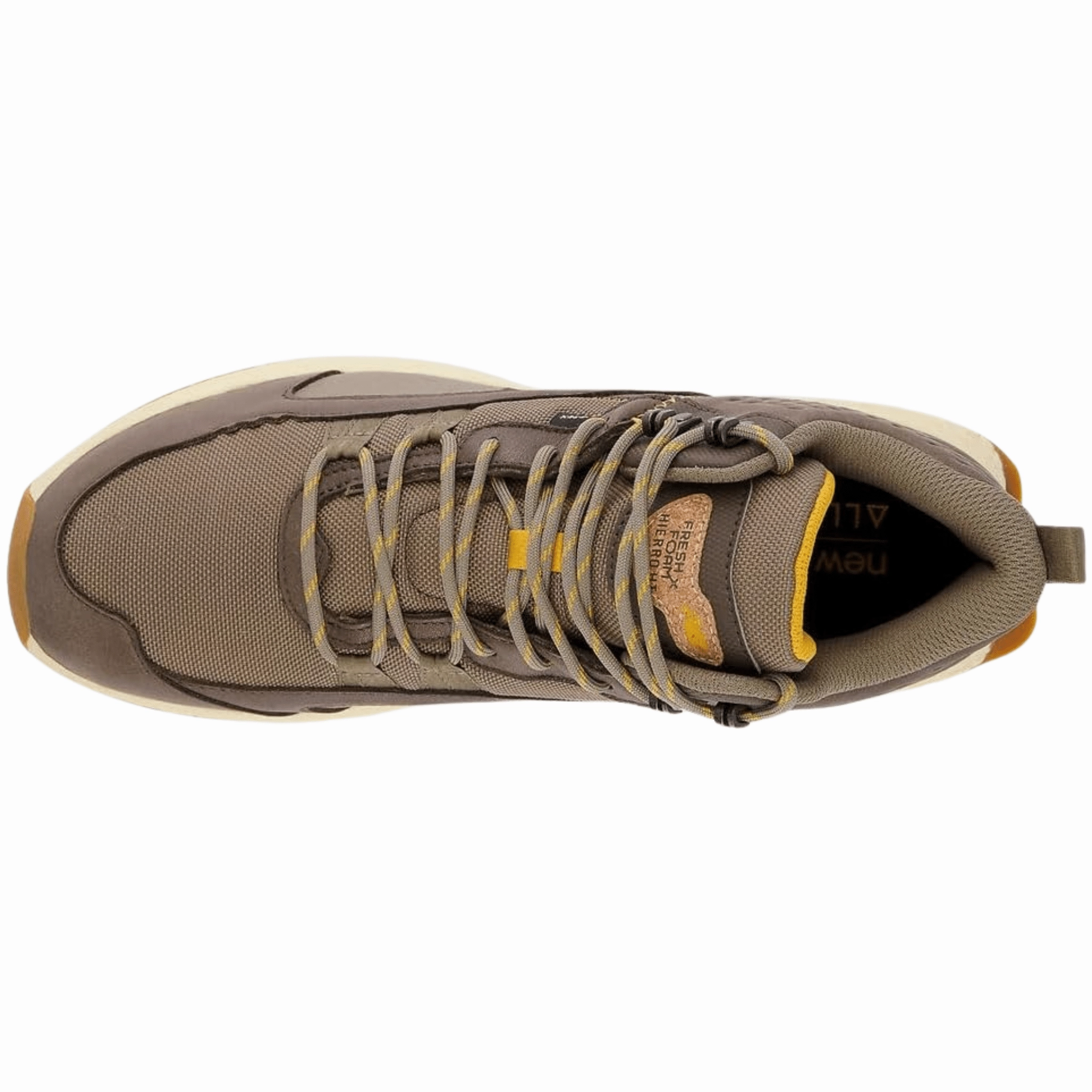 High Traction Snow Trekker Shock Absorbing Morning Walk New Balance Men's Fresh Foam X Hierro Mid GTX Hikers - Wren/Bungee/Golden Hour