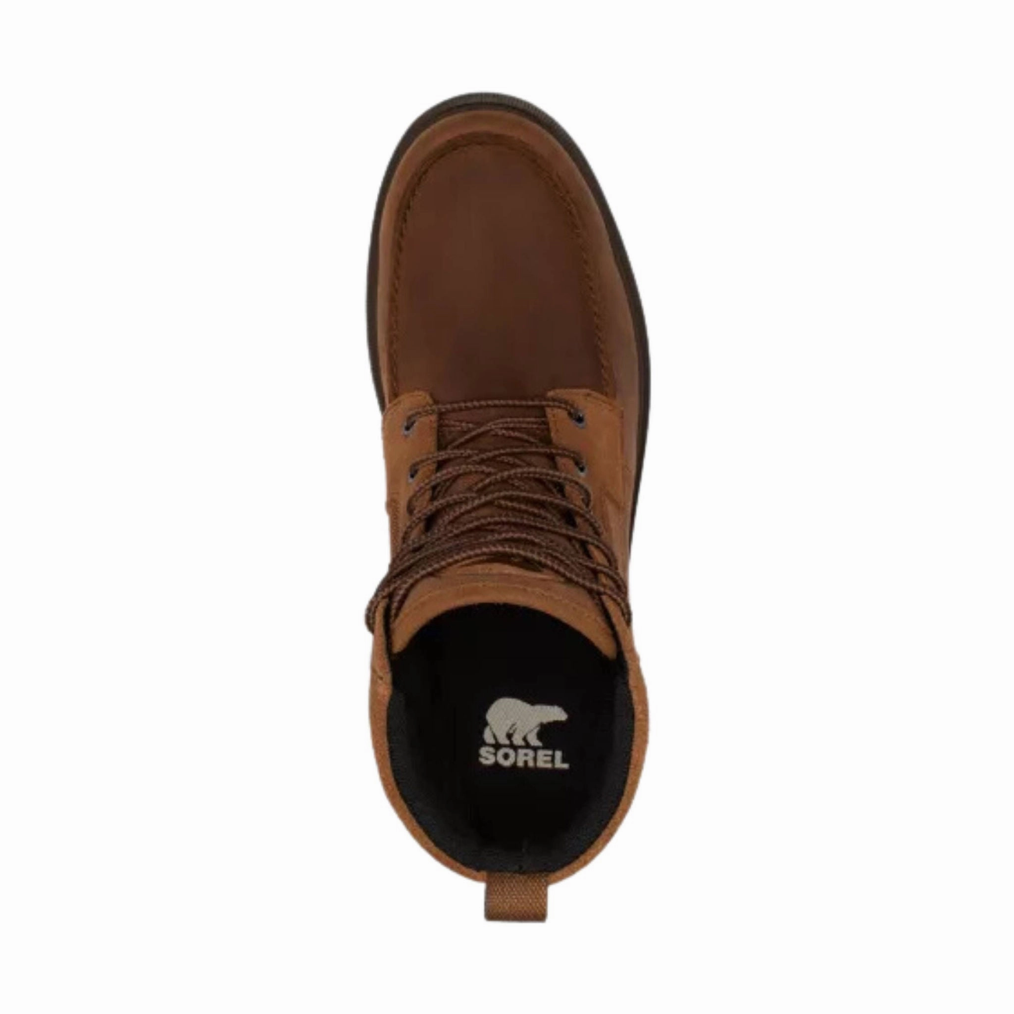 Sorel Men's Carson Moc Boots - Velvet Tan/Gum Seamless Comfort Backcountry Camper Comfort Lining Windy Weather