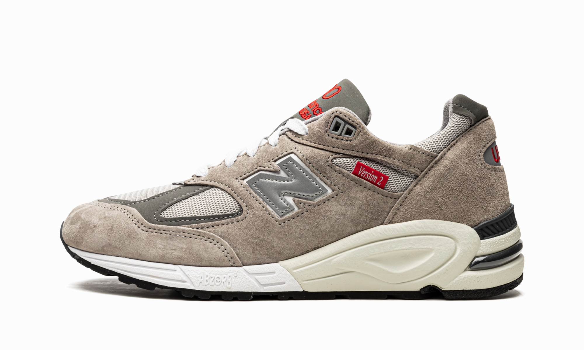 Made in US 990 v2 "Grey / Red" Enhanced Ankle Support Bounce Back