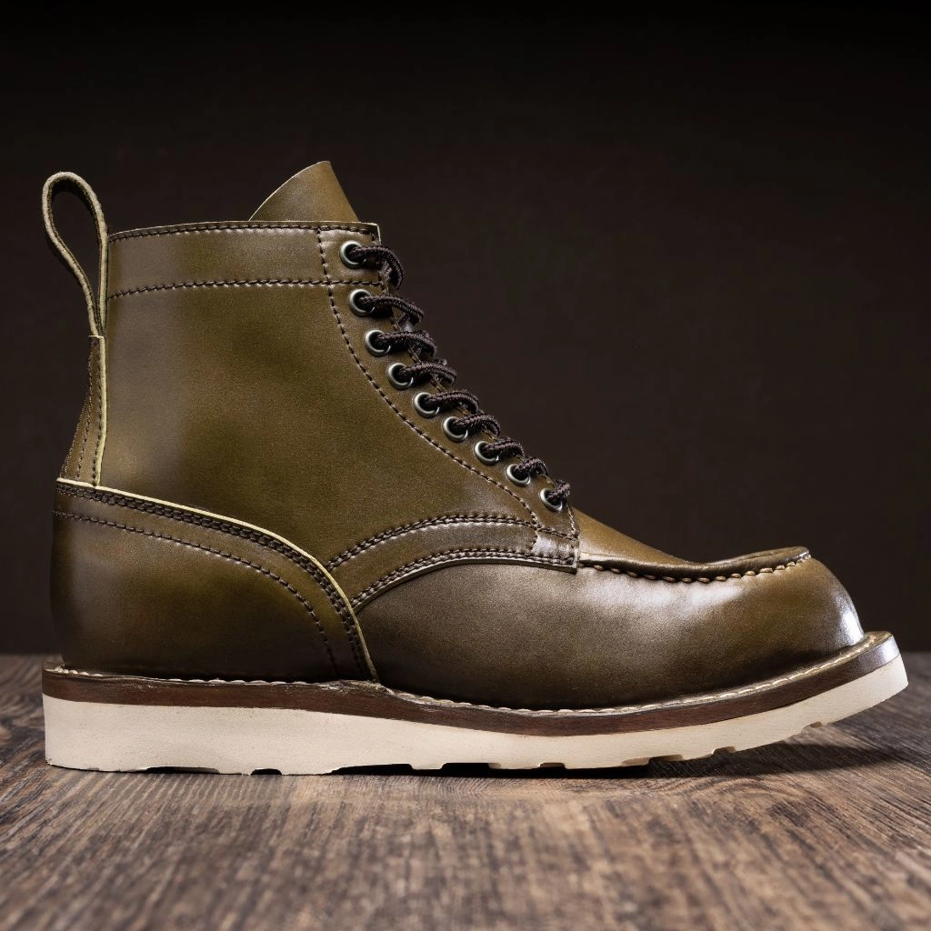 Builder | Olive Shinki Cordovan Feather Light Windy Weather Impact Resistant Heel