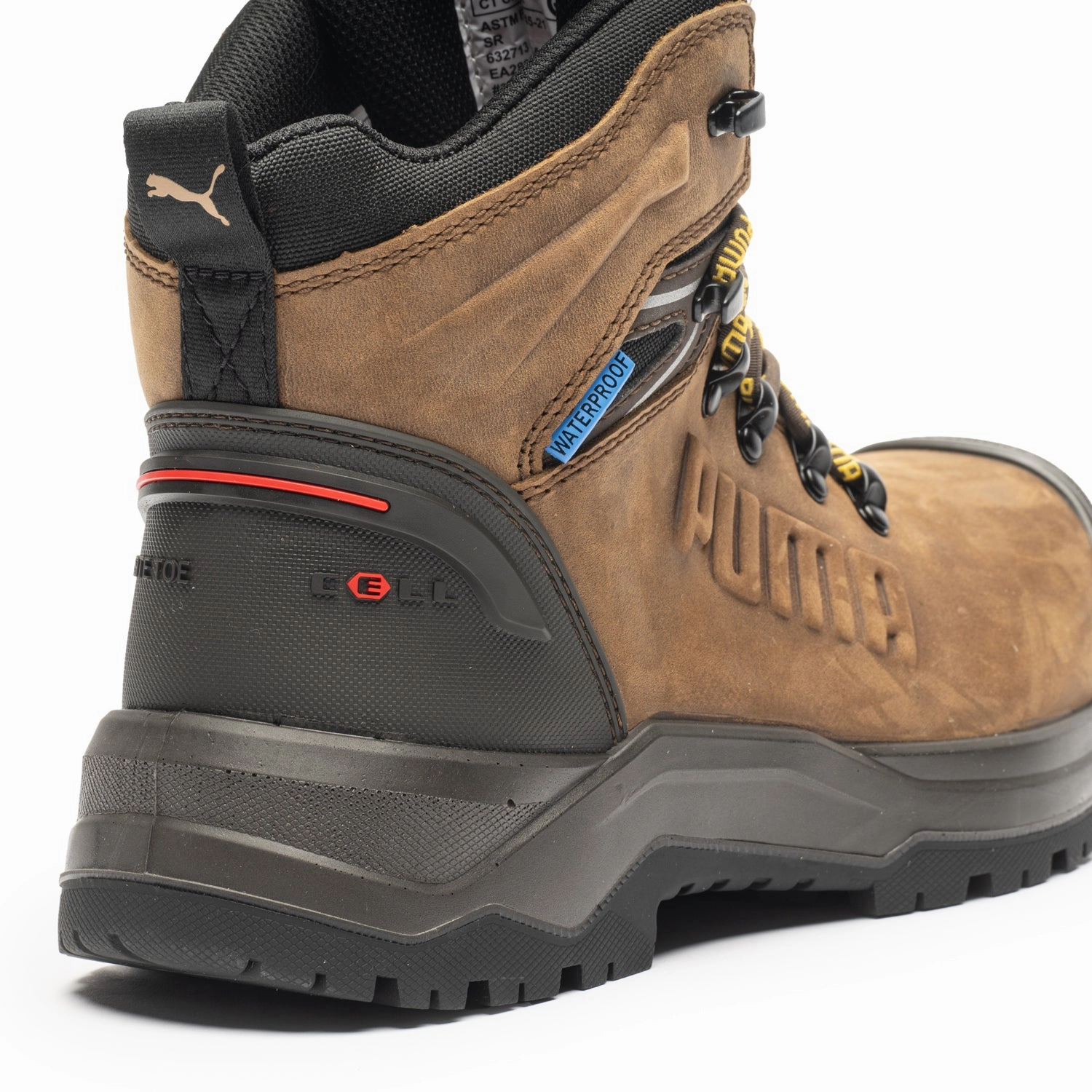 dry surface Puma Iron Brown Men's 6" Waterproof Composite Toe Work Boots