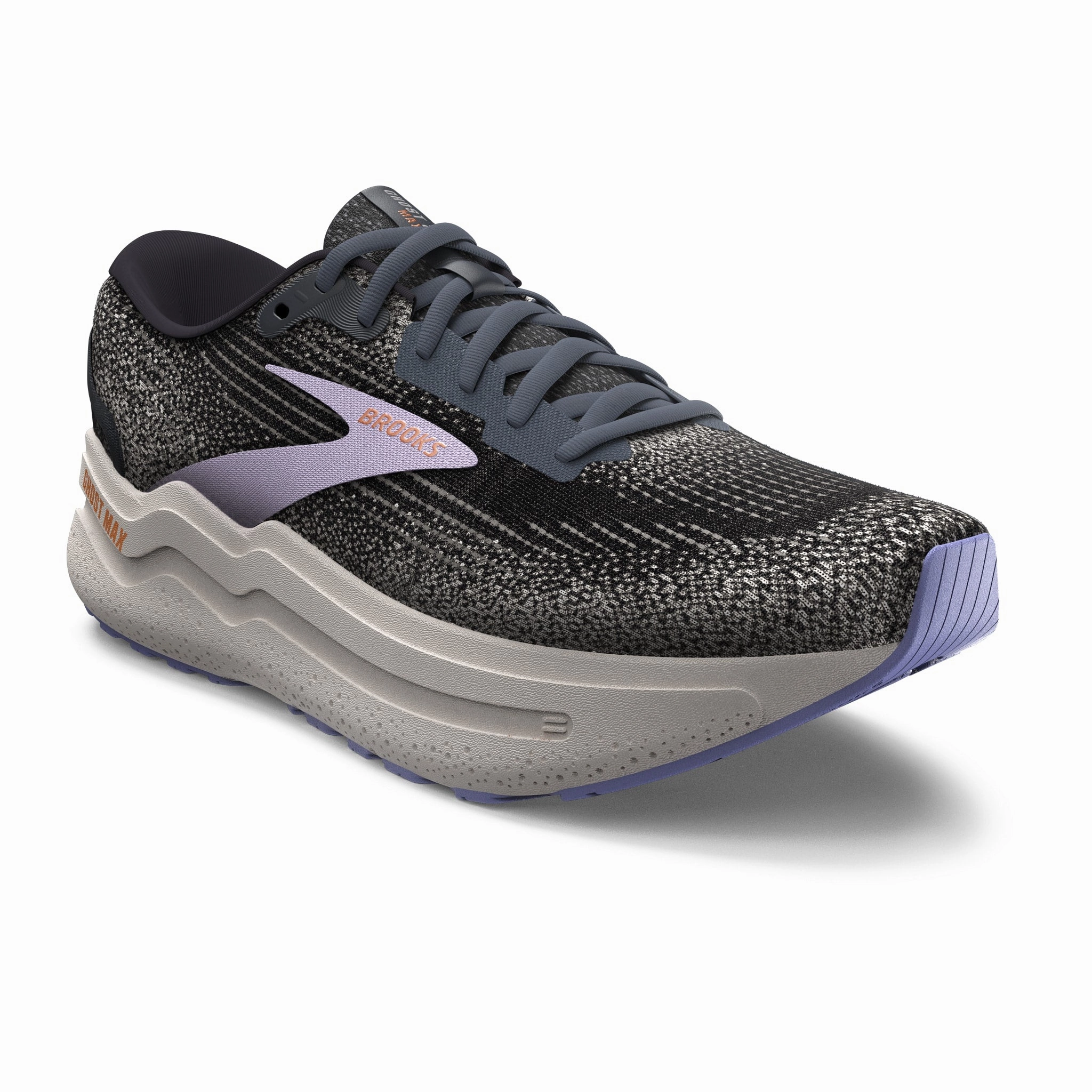Cushion Footbed Carbon Fiber Plates Women's Ghost Max 2 - Ebony / Sweet Lavender / Alloy