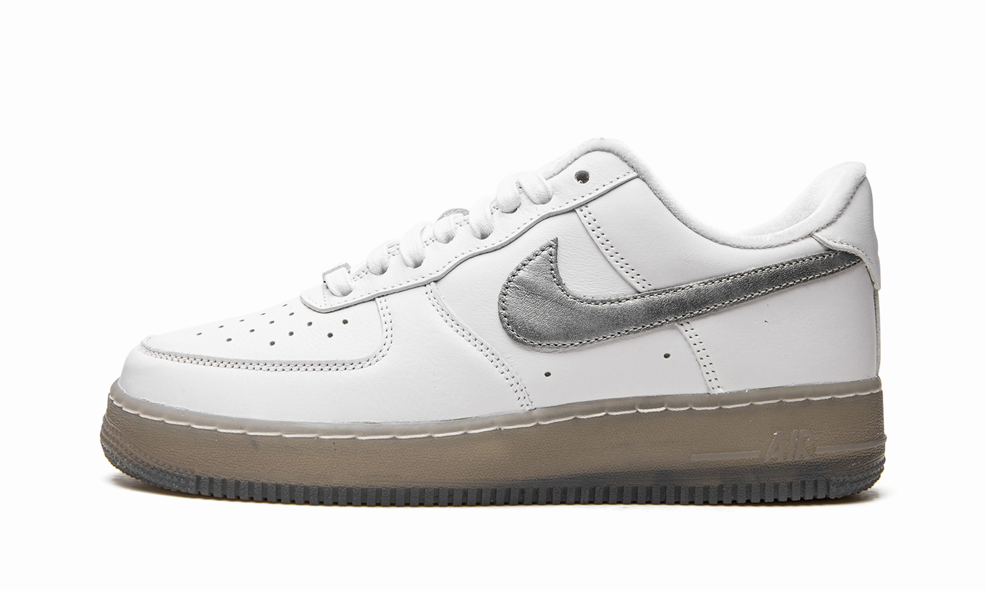 Air Force 1 "White / Metallic Silver" Clean Stitch Shock absorption