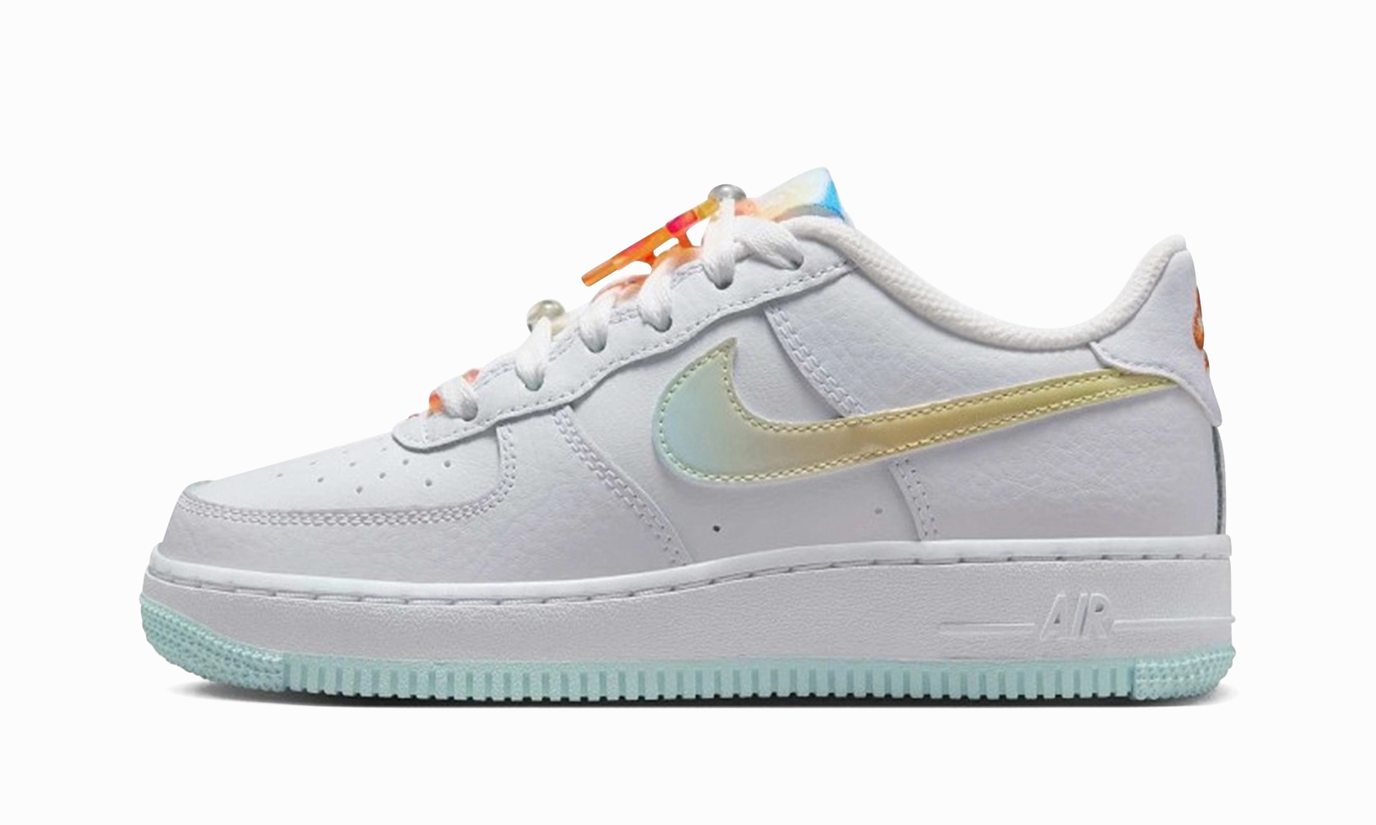 Air Force 1 Low LV8 GS "White Glacier Blue Multi-Color" Plain Finish