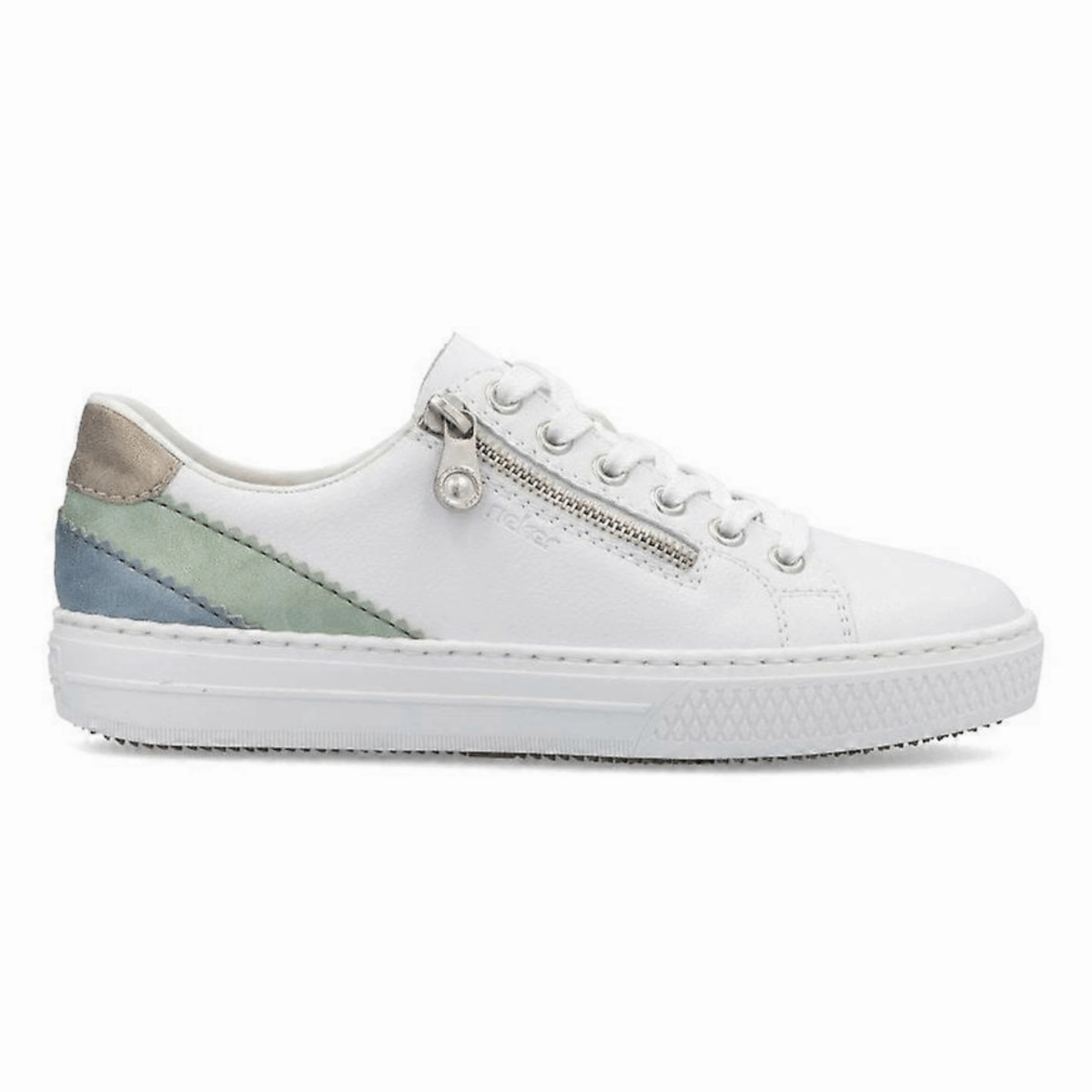 Indoor Use Rieker Women's L5900-80 Enya White/Mint/Blue/Pearl