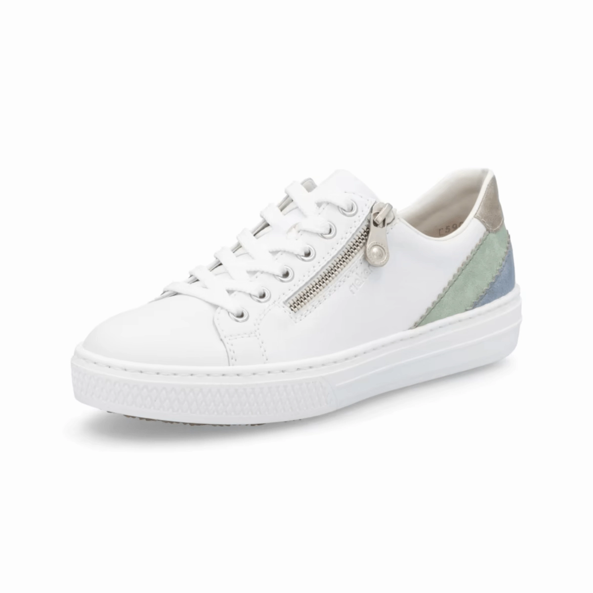ShockDispersion Rieker Women's L5900-80 Enya White/Mint/Blue/Pearl