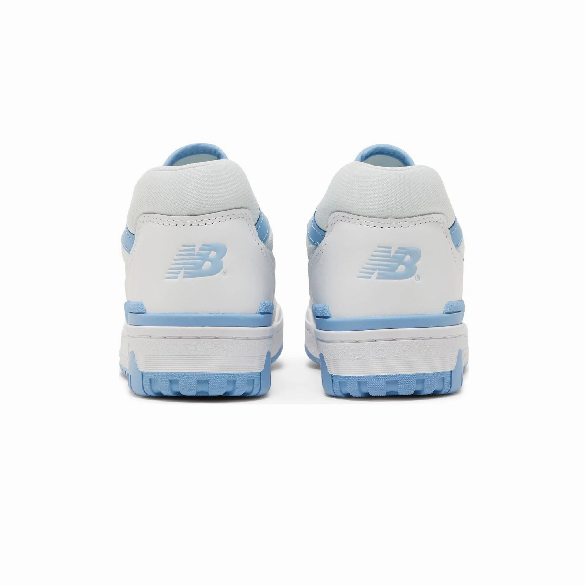 550 'White University Blue' (2022) monochromatic shoes running in city