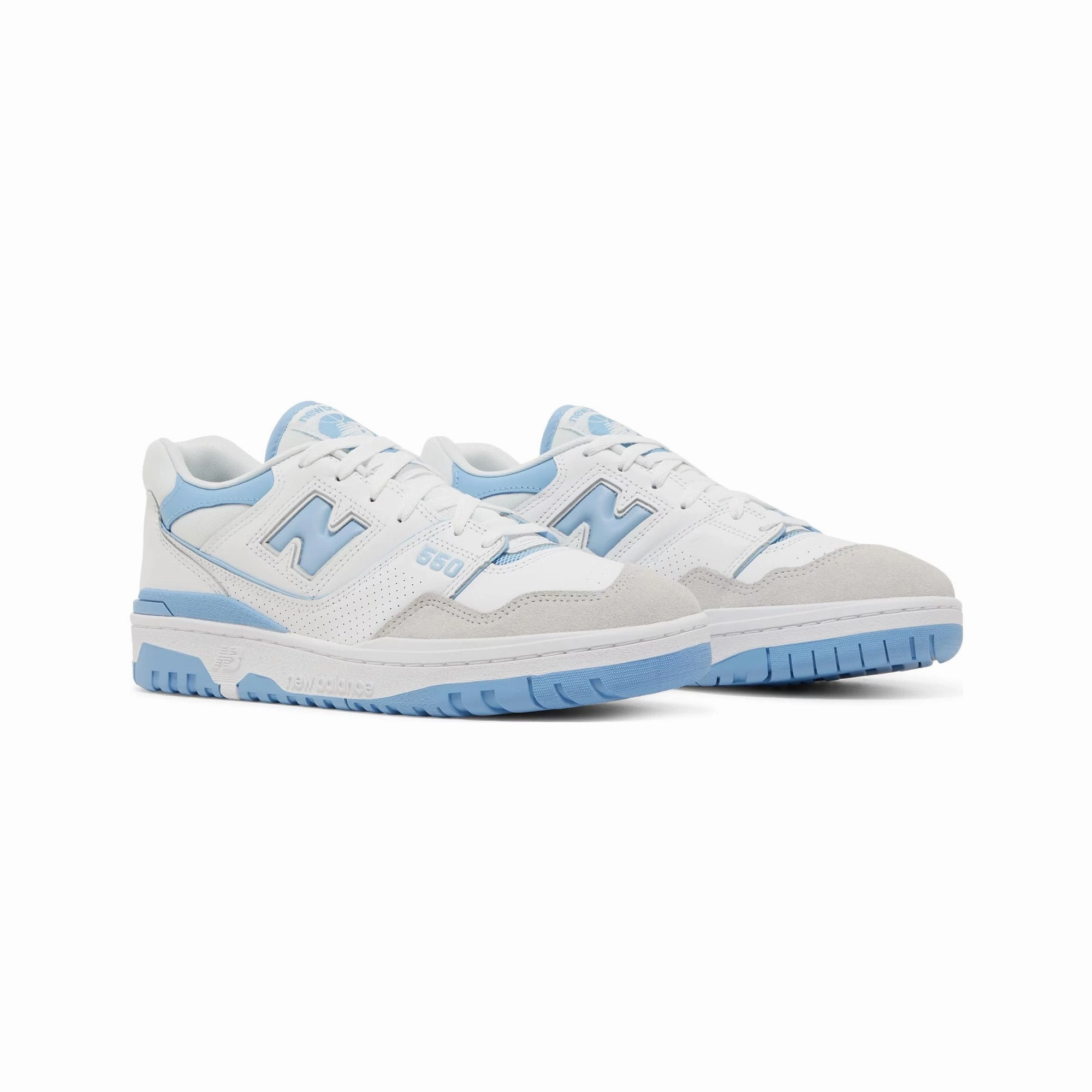 550 'White University Blue' (2022) running in a concrete bridge area shoes Impact Foam