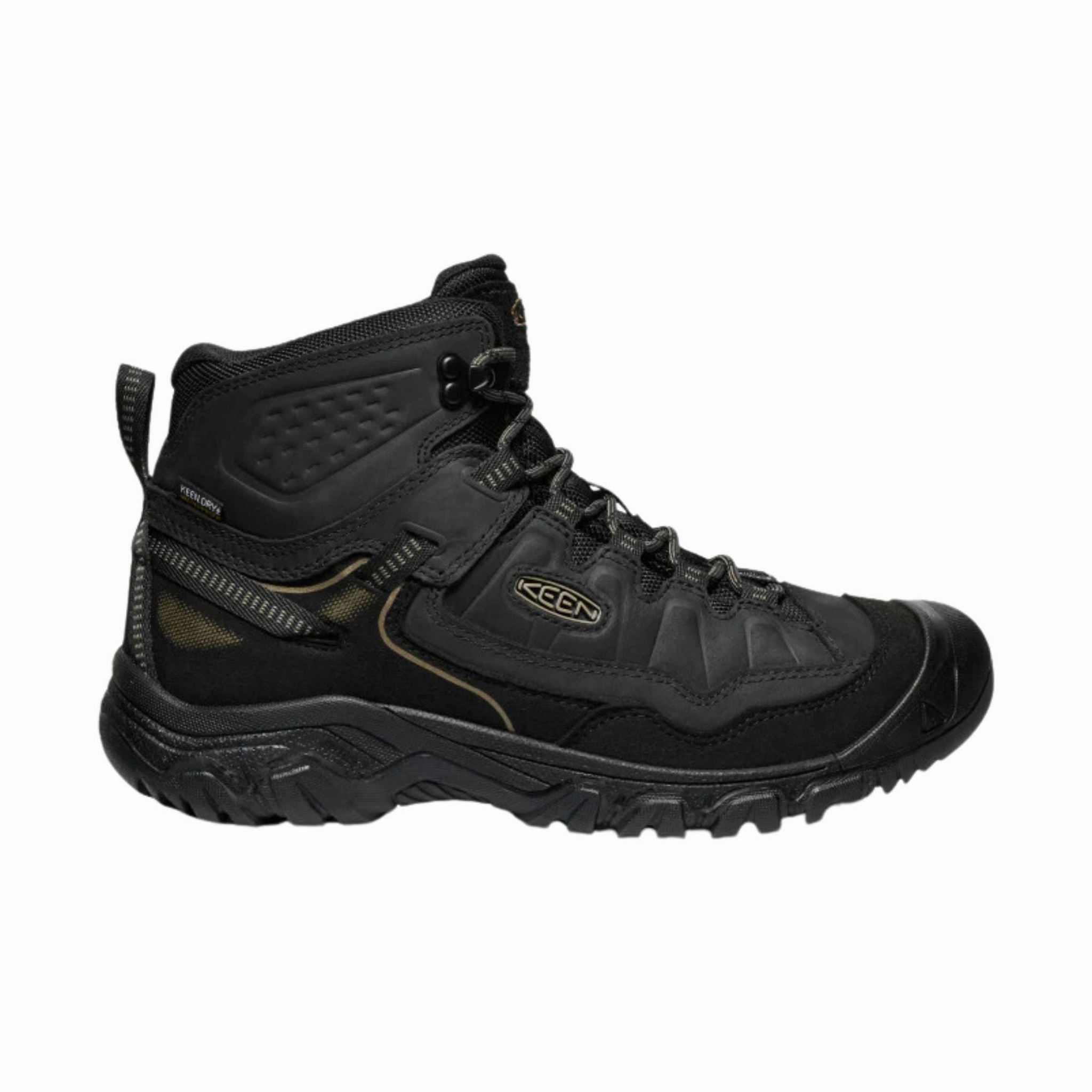 KEEN Men's Targhee IV Waterproof Hiking Boots - Triple Black removable insoles Ankle support system