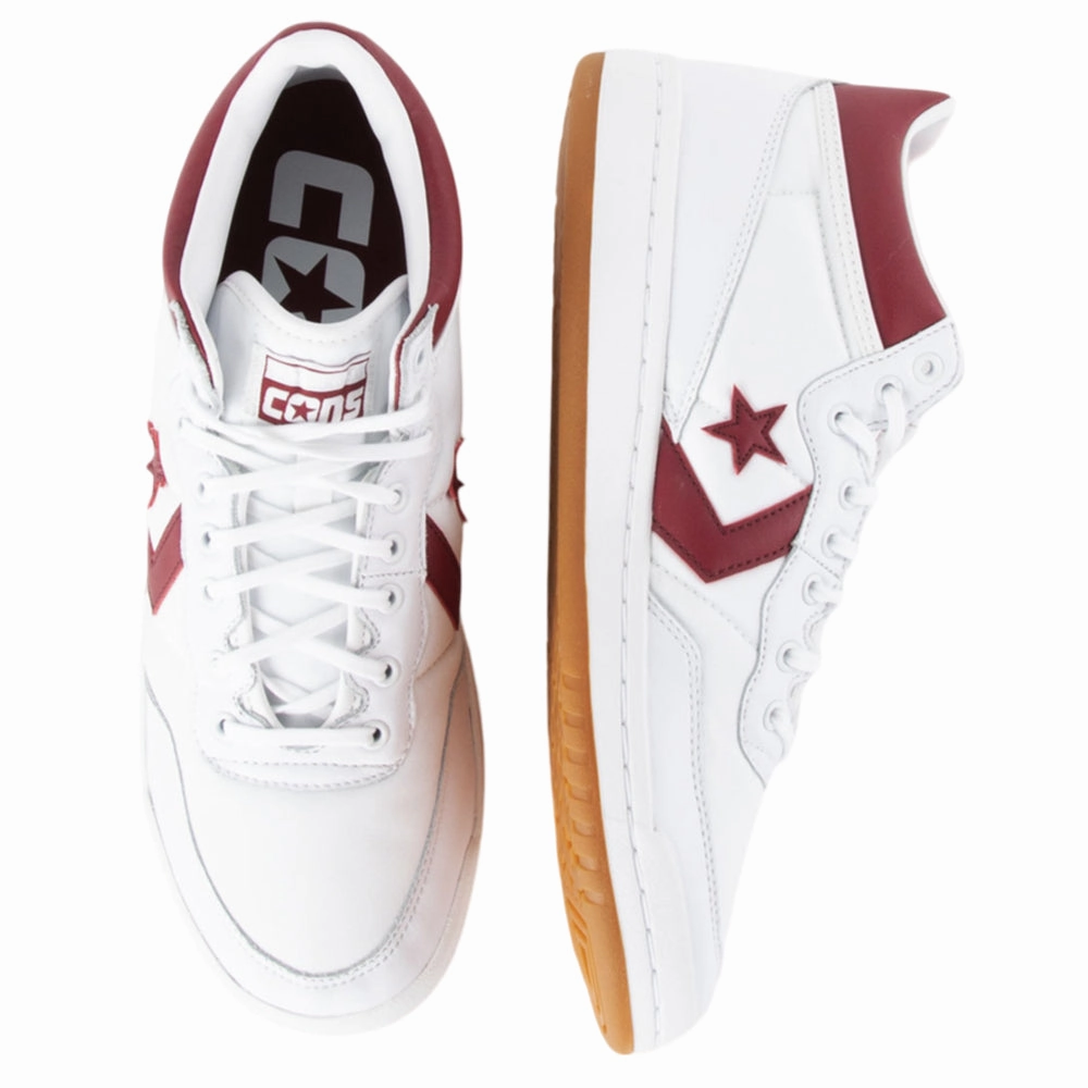 Converse CONS - Fastbreak Pro Leather & Nylon Mid (White/Bloodstone) Flexible Groove Design